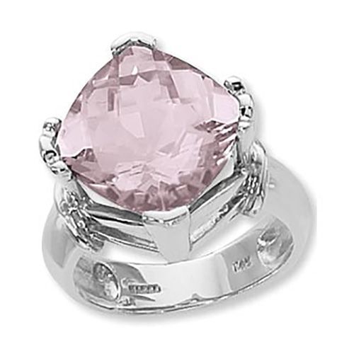 Cushion Rose Quartz Ring - Sterling Silver Size 7 - 70800RQ-SS