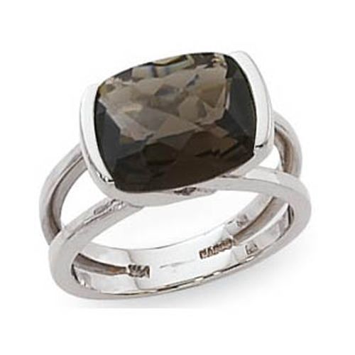 Cushion Smokey Quartz Ring - 14K White Gold Size 7 - 70815SQWG