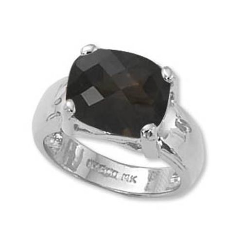 Cushion Smokey Quartz Ring - 14K White Gold Size 7 - 70789SQWG