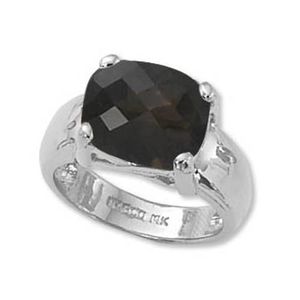 Cushion Smokey Quartz Ring - 14K White Gold Size 7 - 70789SQWG
