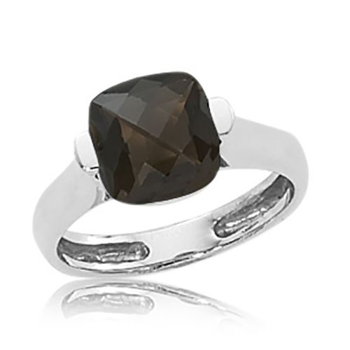 Cushion Smokey Quartz Ring - Sterling Silver Size 6.5 - 70728SQ-SS