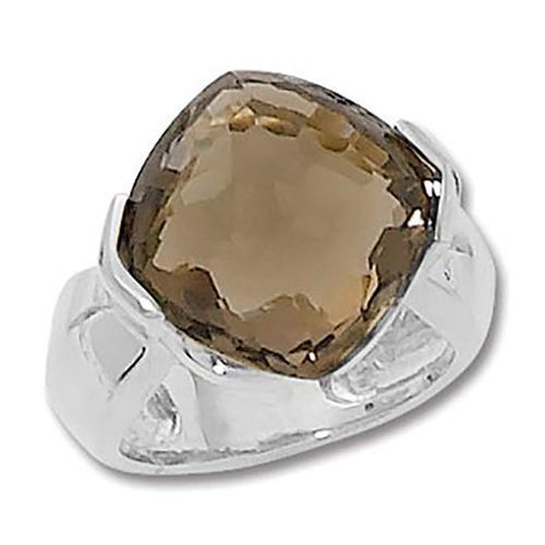 Cushion Smokey Quartz Ring - Sterling Silver Size 6.5 - 70936SQ-SS