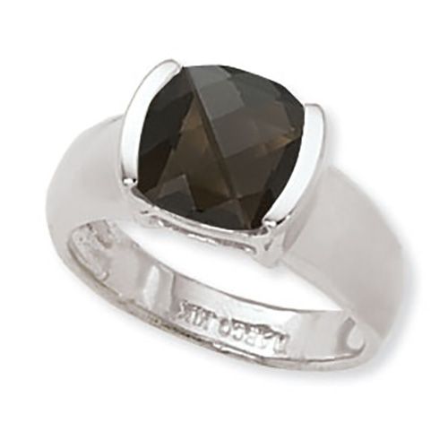 Cushion Smokey Quartz Ring - Sterling Silver Size 7 - 70287SQ-SS