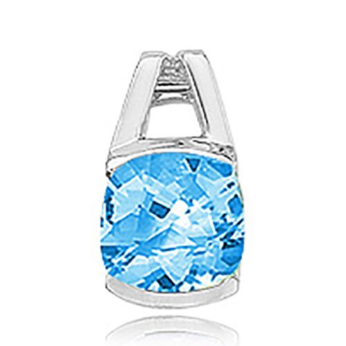 Cushion Swiss Blue Topaz Pendant - 14K White Gold - 80293BTWG