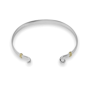 Custom Clasp Collection Hook Bracelet Rhodium Plated W/14ky Wraps 6mm 6.5 Inch - MCC665-R