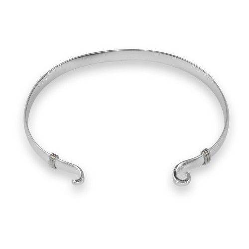 Custom Clasp Collection Hook Bracelet Rhodium Plated W/Sterling Silver Wraps 6mm 6 Inch - MCS660-R
