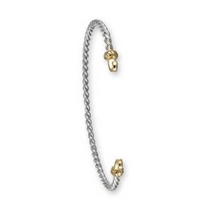 Custom Clasp Twisted Wire Bracelet - Silver & 14K Gold 3mm 6.5 Inch