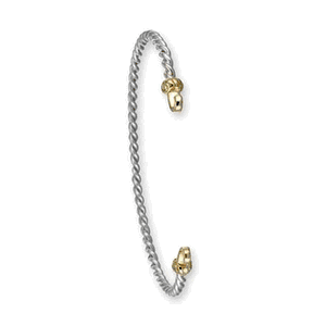 3mm Custom Bracelets Twisted Wire Hook Bracelet W/14ky Caps 7.0  - MCTWC70