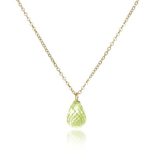 Dangle Briolette with chain Adjustable Necklace - 14K Yellow Gold