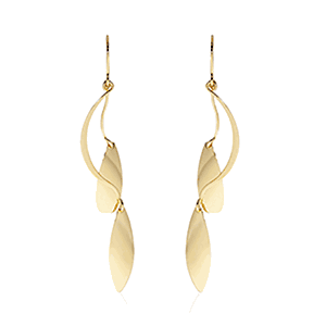 Dangling Leaves Drop Earrings - 14K Yellow Gold