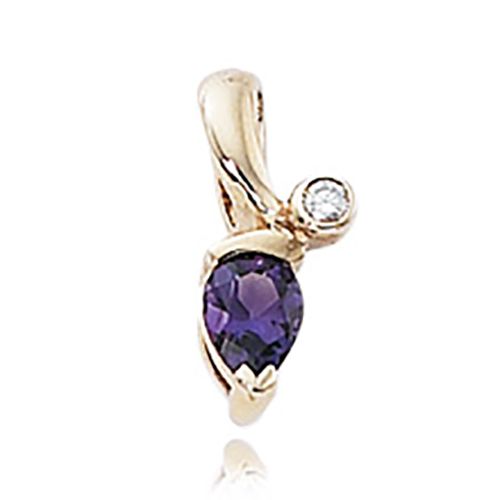 Diamond & Amethyst Pendant - 14K Yellow Gold - 80345AM