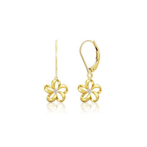 Diamond Floating Plumeria Leverback Earrings 10mm, Hawaiian Inspired  Earrings, PCE-437D