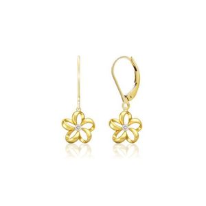 Diamond Floating Plumeria Leverback Earrings 10mm, Hawaiian Inspired  Earrings, PCE-437D