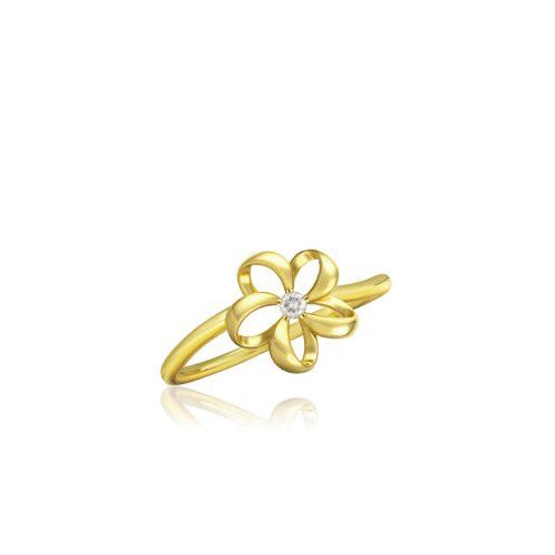 Diamond Floating Plumeria Ring, Hawaiian Inspired  Ring, PCR-439D