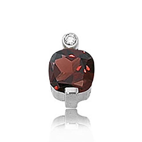 Diamond & Garnet Pendant - 14K White Gold