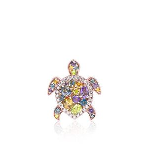 Diamond Gemstone Turtle Pendant 20mm, Hawaiian Inspired  Pendant, STP-35617/ RG