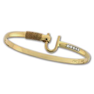 Diamond Hook Bracelet - 14K Yellow Gold 4mm 6.5 Inch