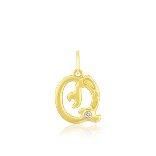 Diamond Initial "Q" Pendant, Hawaiian Inspired  Pendant, ILP-51Q