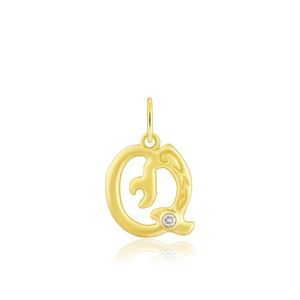 Diamond Initial "Q" Pendant, Hawaiian Inspired  Pendant, ILP-51Q