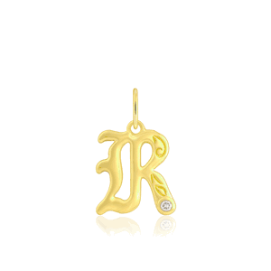 Diamond Initial "R" Pendant