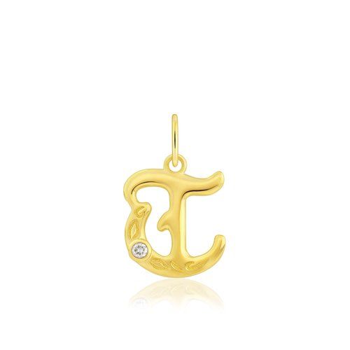 Diamond Initial "T" Pendant, Hawaiian Inspired Pendant, ILP-51T