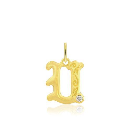 Diamond Initial "U" Pendant, Hawaiian Inspired  Pendant, ILP-51U