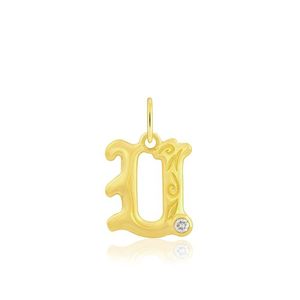 Diamond Initial "U" Pendant, Hawaiian Inspired  Pendant, ILP-51U