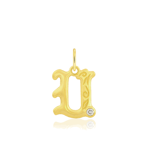 Diamond Initial "U" Pendant