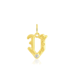 Diamond Initial "V" Pendant