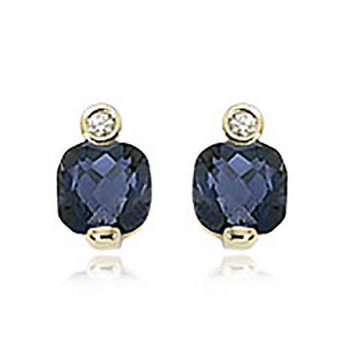 Diamond & Iolite Gemstone Earrings - 14K Yellow Gold - 90270IO