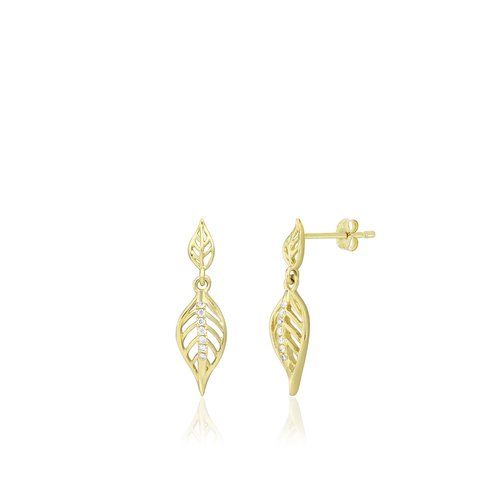 Diamond Leaf Stud Earrings