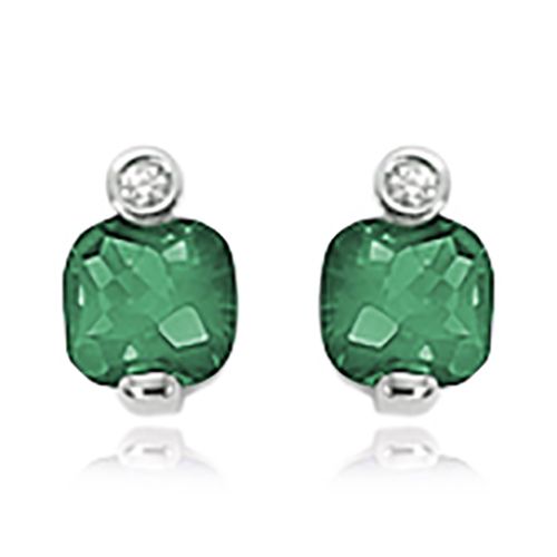Diamond & Light Green Turquoise Earrings - 14K White Gold - 90270LGTWG