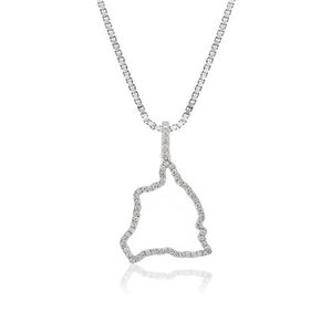 Diamond Outline Hawai'i Island Pendant