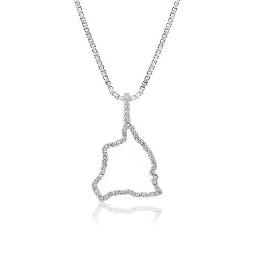 Diamond Outline Hawai'i Island Pendant