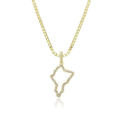 Diamond Outline 'Oahu Island Pendant, Hawaiian Inspired  Pendant, HIP-0064/YG