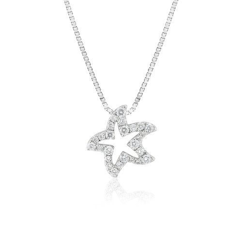 Diamond Outline Starfish Pendant, Hawaiian Inspired  Pendant, SFP-36094/D