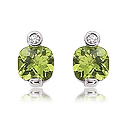Diamond & Peridot Earrings - Sterling Silver - 90270PE-SS