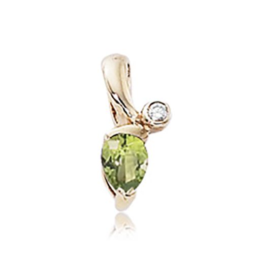 Diamond & Peridot Pendant - 14K Yellow Gold - 80345PE