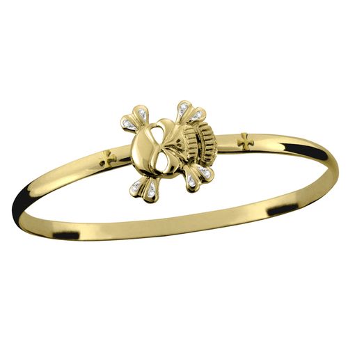 Diamond Pirate Hook Bracelet - 14K Yellow Gold 4mm 6.5 Inch