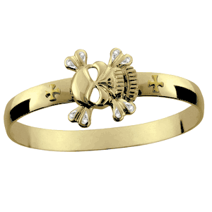 Diamond Pirate Hook Bracelet - 14K Yellow Gold 8mm 8.5 Inch