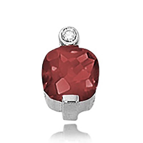Diamond & Rhodolite Pendant - 14K White Gold