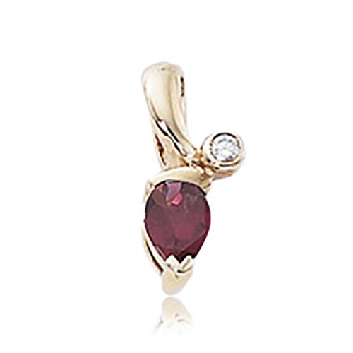 Diamond & Rhodolite Pendant - 14K Yellow Gold