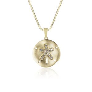 Diamond Sand Dollar Pendant 15mm, Hawaiian Inspired  Pendant, SDP-36095/D