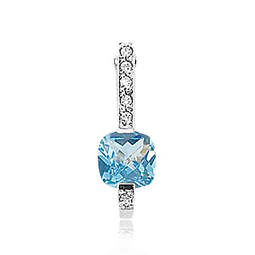 Diamond & Swiss Blue Topaz Pendant - 14K White Gold - 80219BTWG
