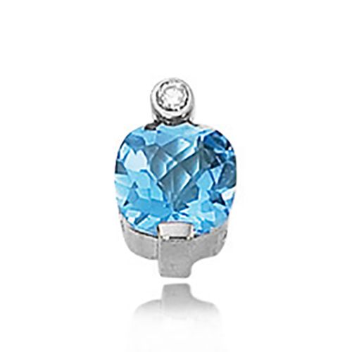 Diamond & Swiss Blue Topaz Pendant - 14K White Gold - 80307BTWG