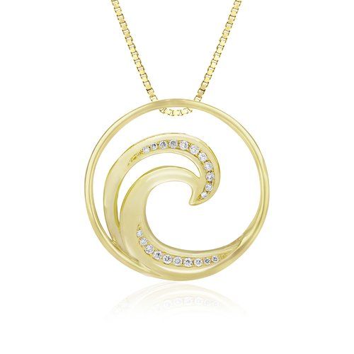 Diamond Wave Pendant 24mm, Hawaiian Inspired Pendant, WVP-0003