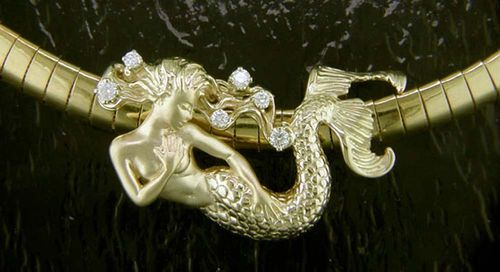 Diamonds Mermaid Slide 25TW - 14K Gold  - SD-MS015