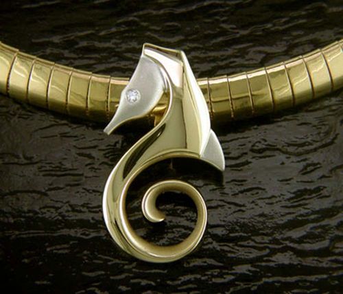 Diamonds  Yellow and White Gold Seahorse- 14K Gold  - SD-SLS069