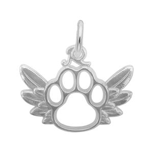 Dog Paw Charm  W/wings- 14K Gold-W10-1122-0-14KW