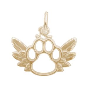 Dog Paw Charm  W/wings- Gold Plated-10-1122-0-GP